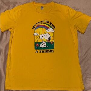 Yellow Graphic T-Shirt with Snoopy & Woodstock Design